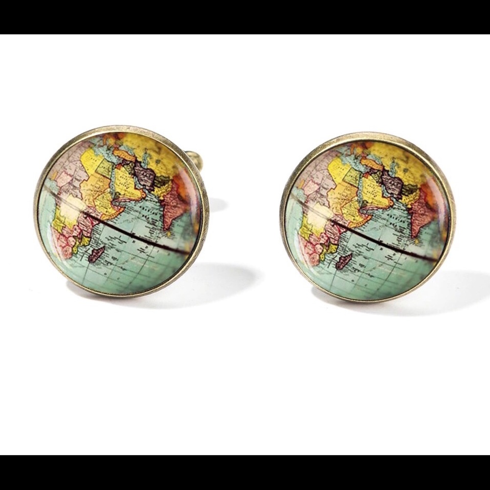 World Globe Map Cufflink Set